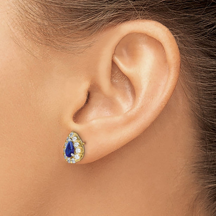 Shop Exclusive 14K Gold Sapphire & Diamond Halo Stud Earrings, Stylish Value-3