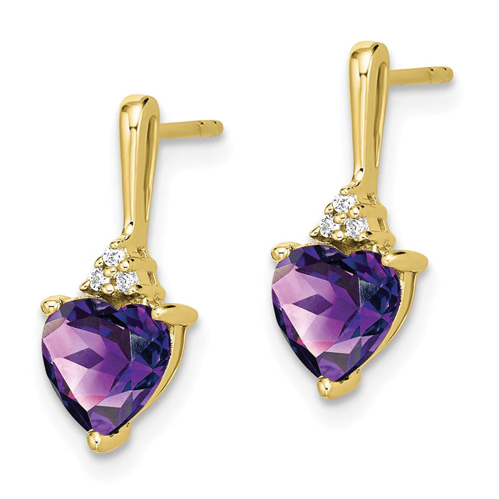 Exclusive 10K Gold Heart-Shaped Amethyst & Diamond Earrings - Stylish Value!-2