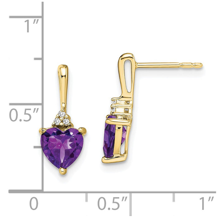 Exclusive 10K Gold Heart-Shaped Amethyst & Diamond Earrings - Stylish Value!-4