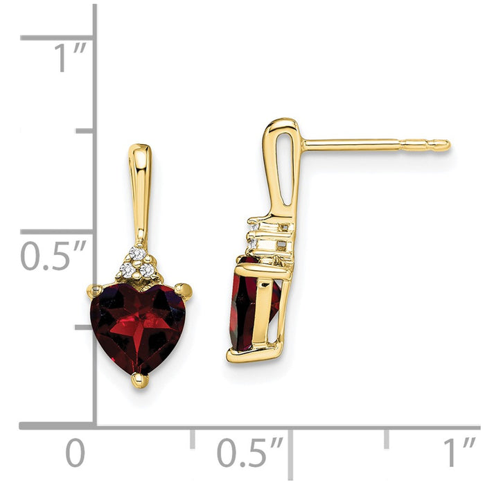 Buy Stylish 10K Gold Heart-Shaped Garnet & Diamond Earrings - Luxury Value!-4