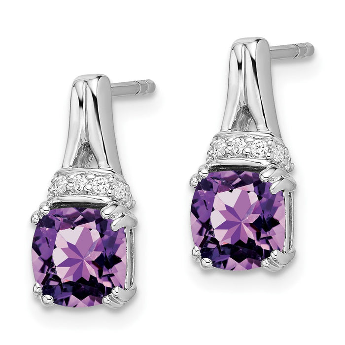 High-Quality 14K White Gold Amethyst & Diamond Earrings - Stylish Value!-2