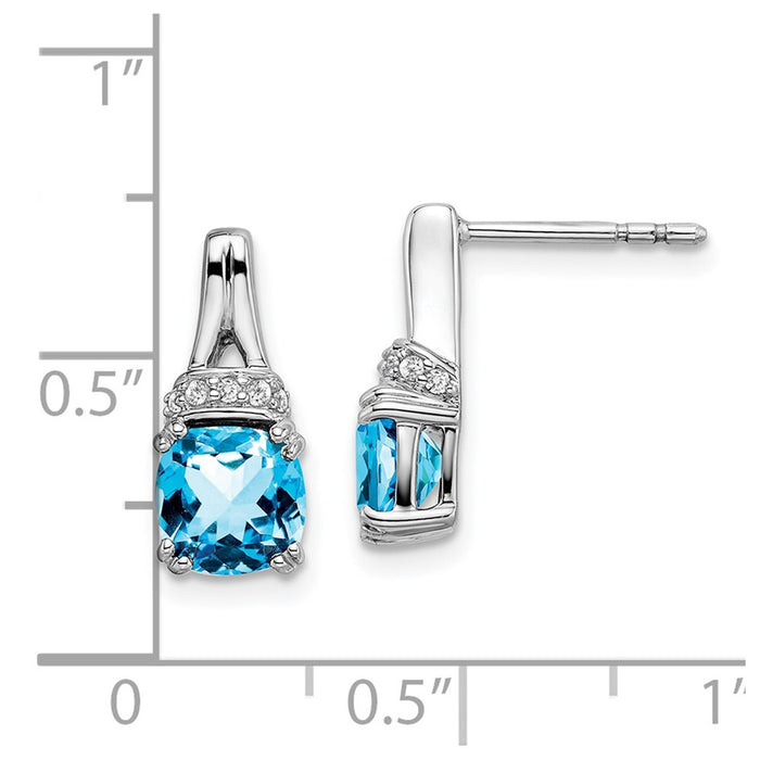 Shop Stylish 10K White Gold Earrings with Blue Topaz & Diamonds - Luxury Value!-4