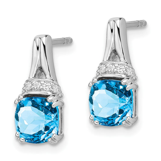 Buy Stylish 14K White Gold Blue Topaz & Diamond Earrings - Luxury Value!