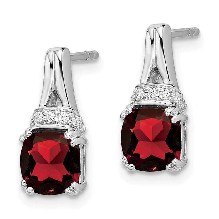 Exclusive 10K White Gold Earrings with Garnet & Diamonds - Affordable Luxury!-2