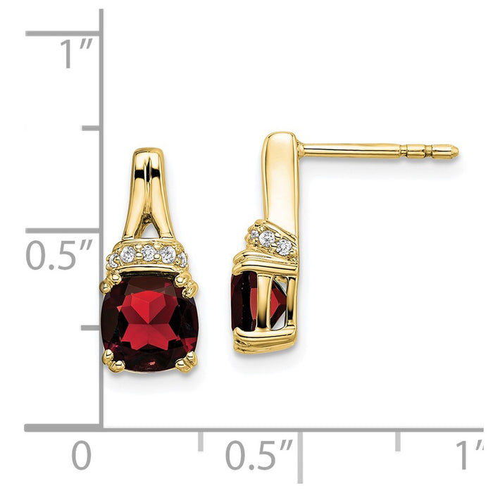 Buy Stylish 10K Yellow Gold Garnet & Diamond Earrings - Luxury Design, Value!-4