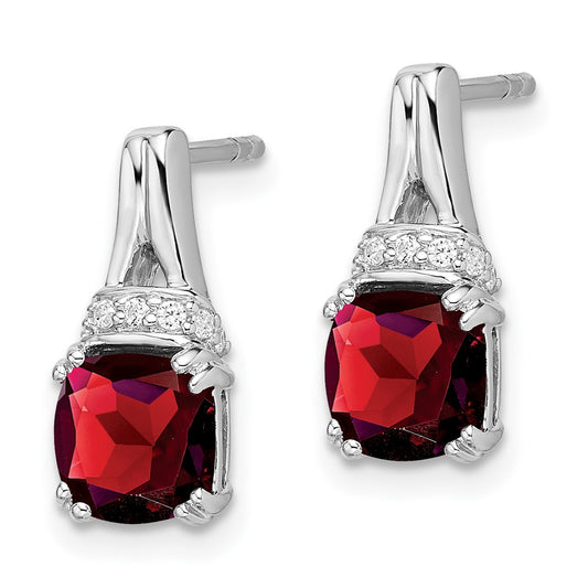 Shop Exclusive 14K White Gold Garnet & Diamond Drop Earrings - Stylish Value!