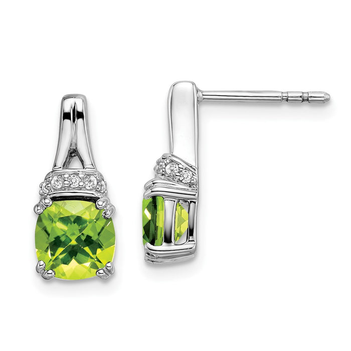 High-Quality 14K White Gold Peridot & Diamond Earrings - Stylish Luxury Value-1