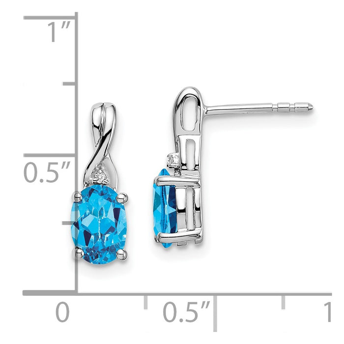 Shop Designer 14K White Gold Oval Blue Topaz & Diamond Earrings - Stylish Value-4