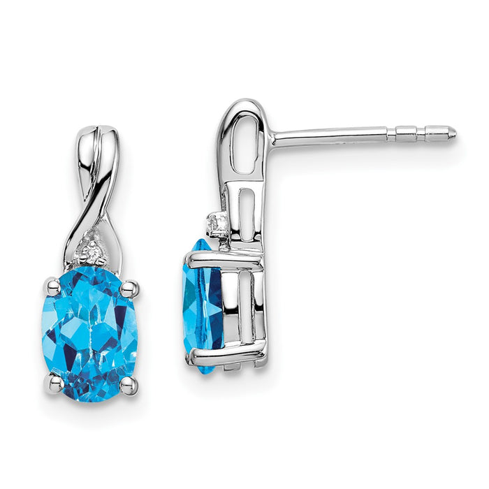 Shop Designer 14K White Gold Oval Blue Topaz & Diamond Earrings - Stylish Value-1