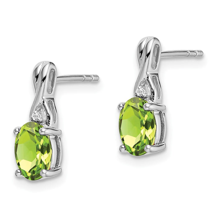 Shop Stylish 14K White Gold Oval Peridot & Diamond Drop Earrings - Luxury Design-2