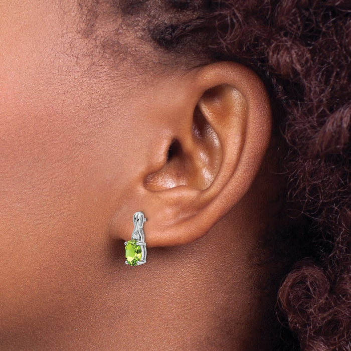 Shop Stylish 14K White Gold Oval Peridot & Diamond Drop Earrings - Luxury Design-3