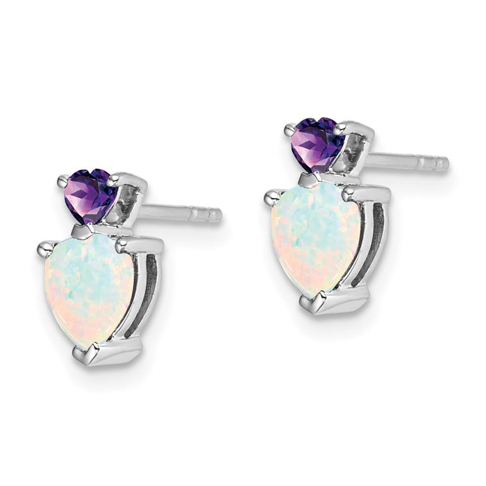 Shop Stylish 14K White Gold Heart Earrings with Opal & Amethyst Accents-2