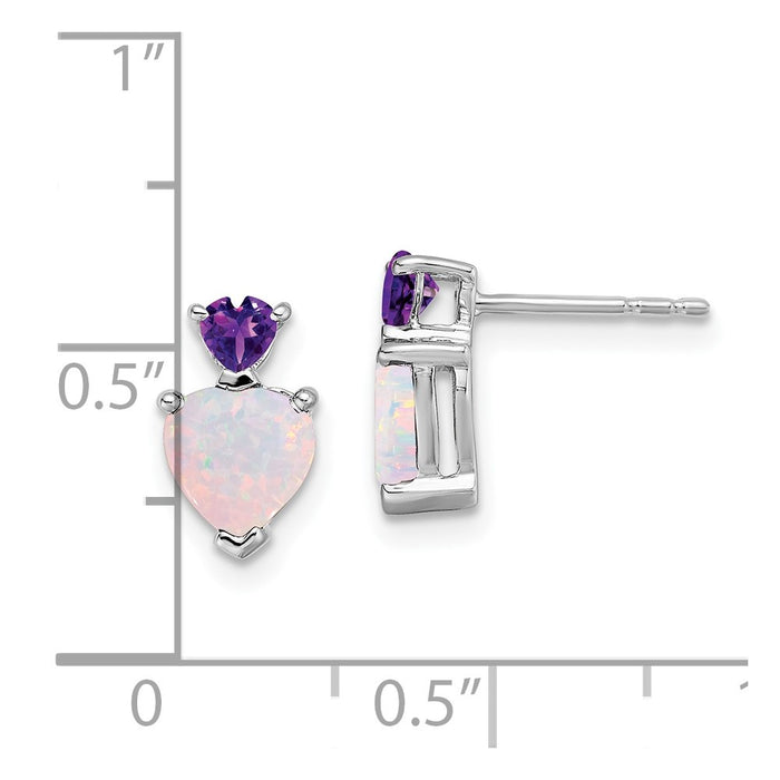 Shop Stylish 14K White Gold Heart Earrings with Opal & Amethyst Accents-4