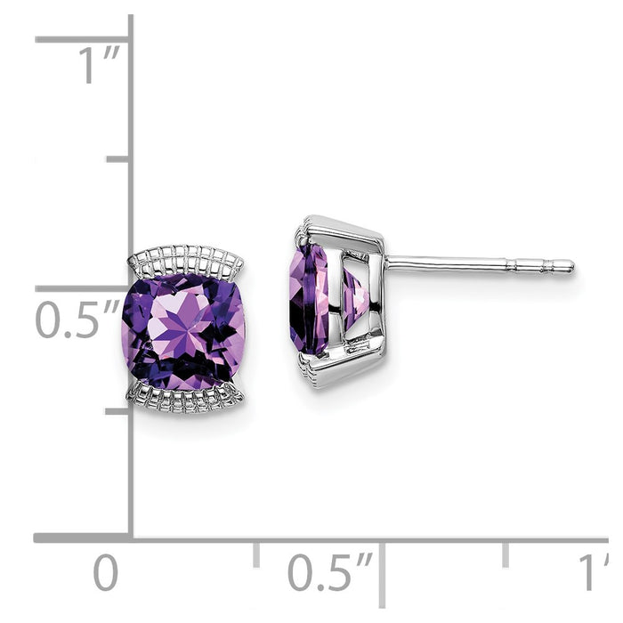 High-Quality 14K White Gold Amethyst Stud Earrings - Stylish & Affordable Value-4