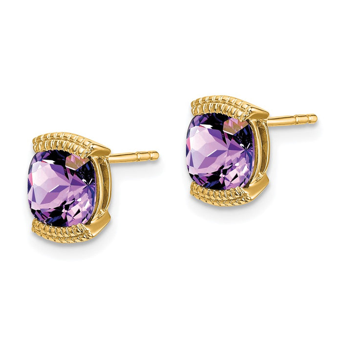 Exclusive 14K Gold Amethyst Stud Earrings - Stylish & Affordable Luxury!-2