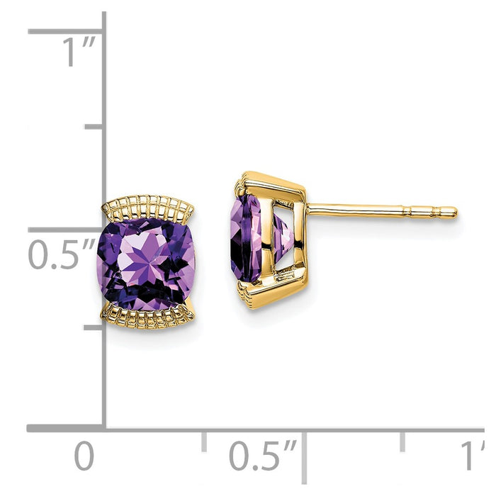 Exclusive 14K Gold Amethyst Stud Earrings - Stylish & Affordable Luxury!-4