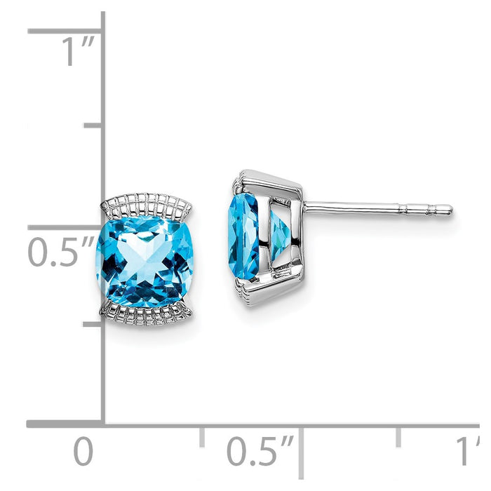 Buy Stylish 14K White Gold Blue Topaz Stud Earrings - 0.85mm Luxury Design-4