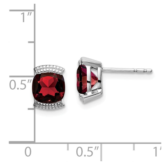 Exclusive 14K White Gold Garnet Stud Earrings - Stylish, Affordable Luxury-4