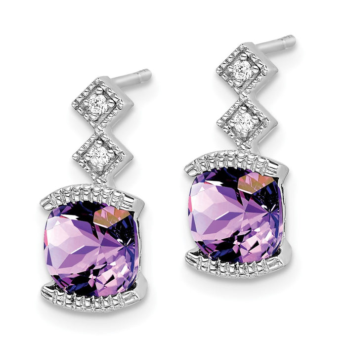 Shop Designer 14K White Gold Amethyst & Diamond Earrings - Stylish Luxury Value!-2
