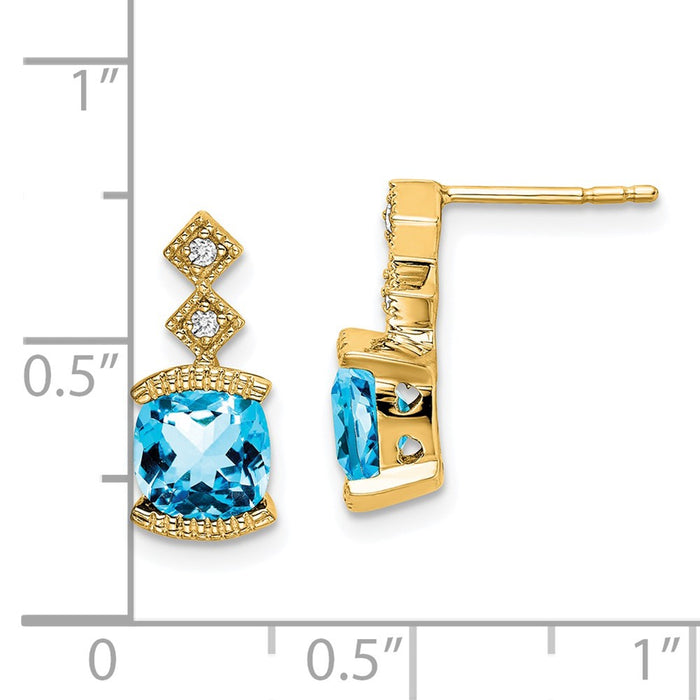Buy Designer 14K Gold Blue Topaz & Diamond Earrings - Stylish Value at Great Price-4