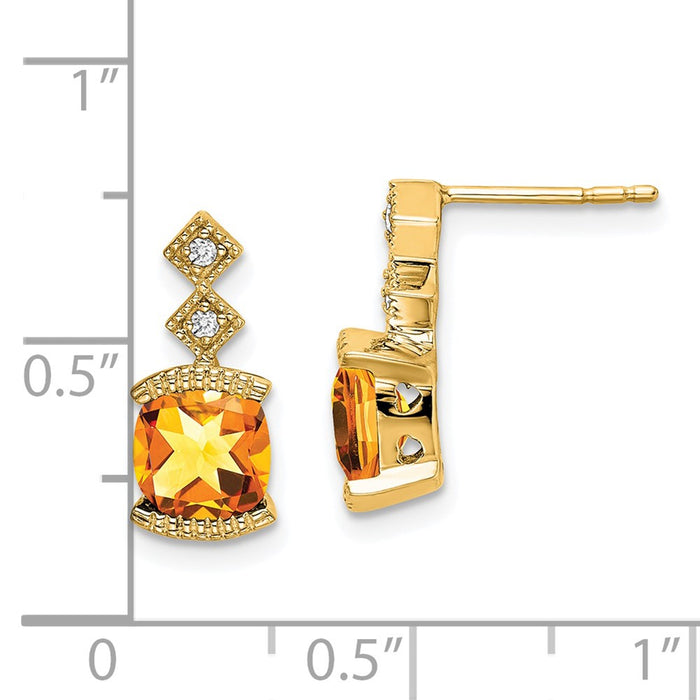 Designer 14K Gold Citrine & Diamond Earrings - Stylish Luxury at Great Value-4