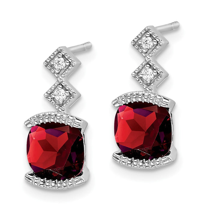 Buy Exclusive 14K White Gold Garnet & Diamond Drop Earrings - Stylish Value-2