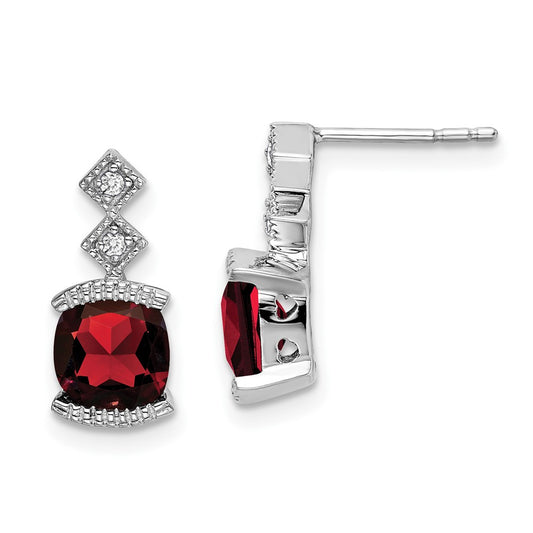 Buy Exclusive 14K White Gold Garnet & Diamond Drop Earrings - Stylish Value