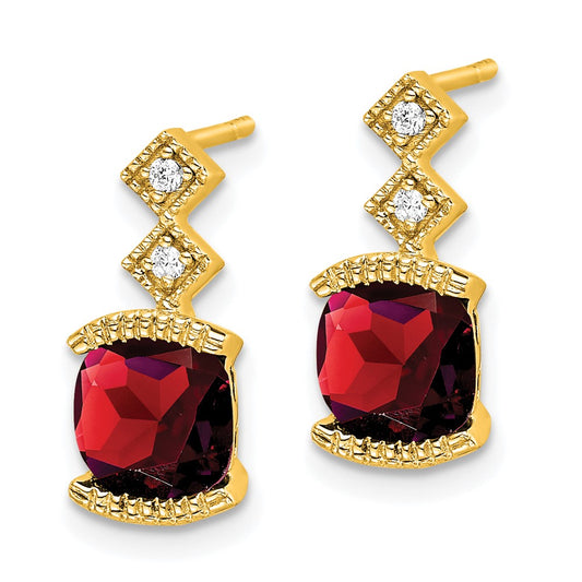 High-Quality 14K Gold Garnet & Diamond Earrings - Stylish Luxury at Great Prices