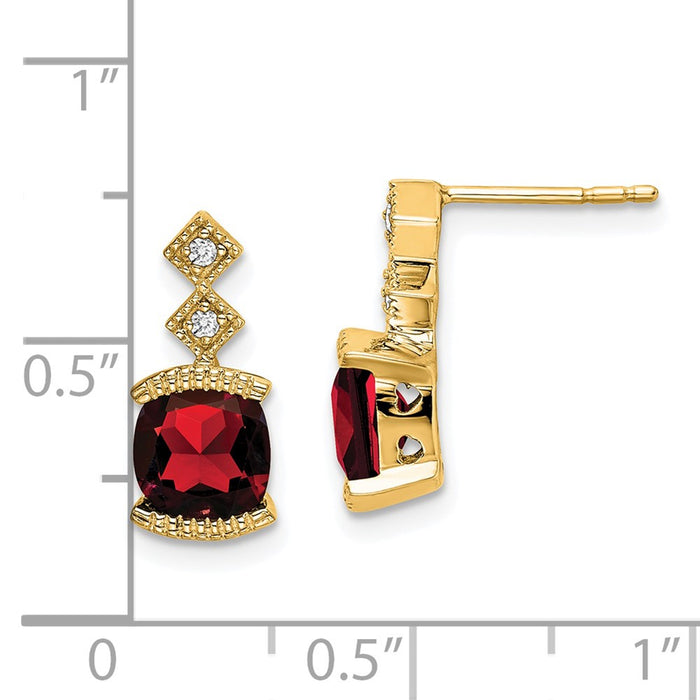 High-Quality 14K Gold Garnet & Diamond Earrings - Stylish Luxury at Great Prices-4