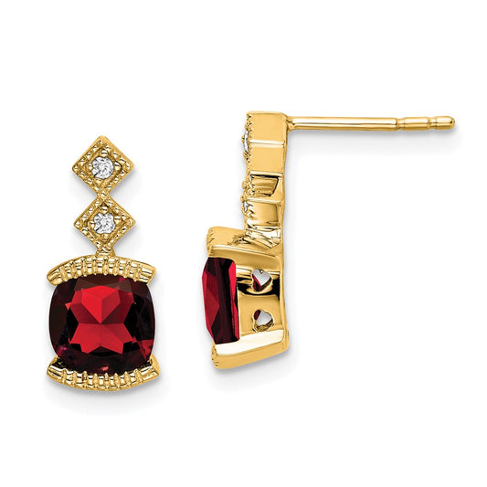High-Quality 14K Gold Garnet & Diamond Earrings - Stylish Luxury at Great Prices