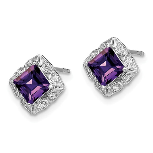 Exclusive 14K White Gold Amethyst & Diamond Earrings - Stylish Luxury Value