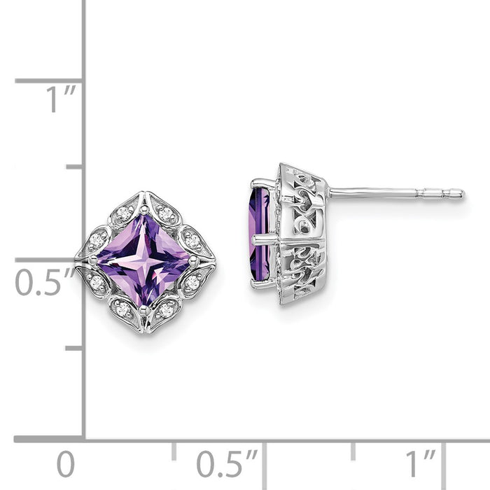 Exclusive 14K White Gold Amethyst & Diamond Earrings - Stylish Luxury Value-4