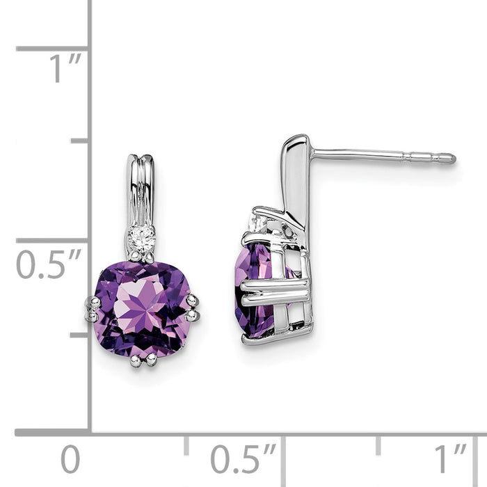 High-Quality 14K White Gold Amethyst & Diamond Earrings - Stylish Value!-4