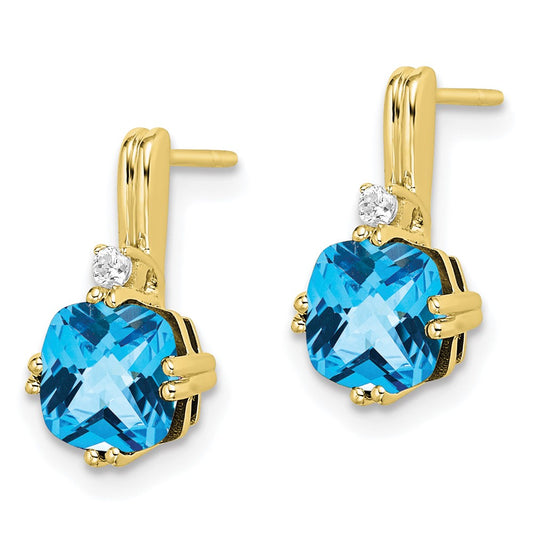 Buy Stylish 10K Blue Topaz & Diamond Cushion Cut Earrings - Affordable Luxury