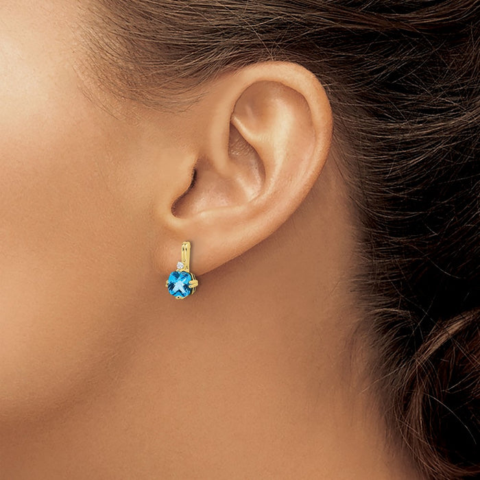 Buy Stylish 10K Blue Topaz & Diamond Cushion Cut Earrings - Affordable Luxury-3
