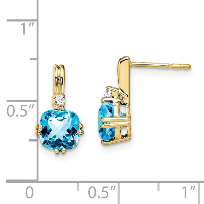 Buy Stylish 10K Blue Topaz & Diamond Cushion Cut Earrings - Affordable Luxury-4