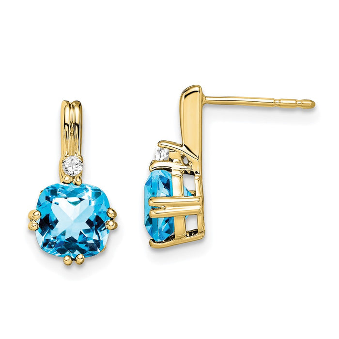 Buy Stylish 10K Blue Topaz & Diamond Cushion Cut Earrings - Affordable Luxury-1