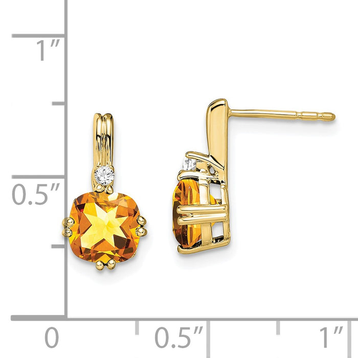 Shop Exclusive 10K Gold Cushion-Cut Citrine & Diamond Earrings - Stylish Value!-4