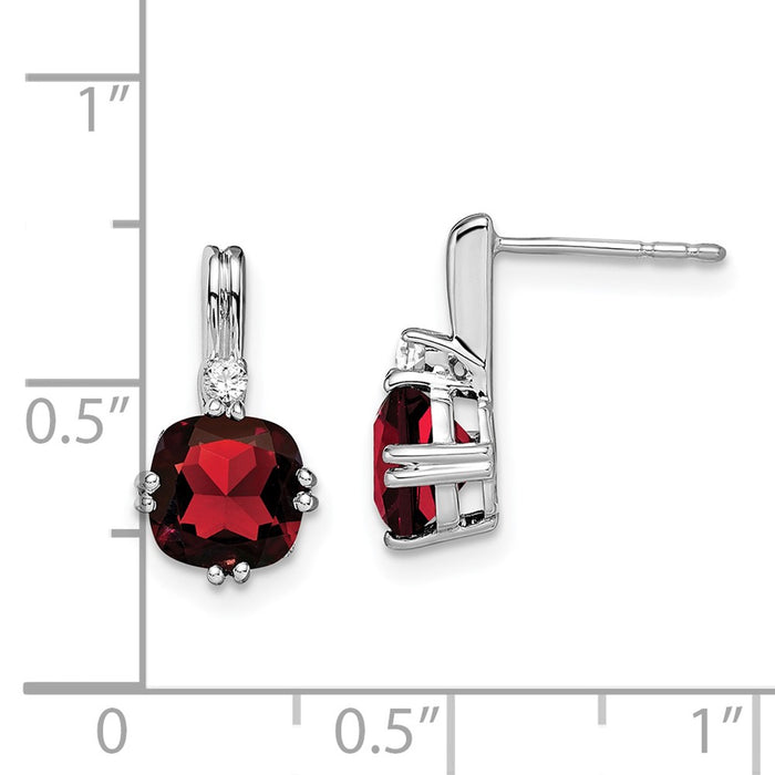 Shop 14K White Gold Cushion-Cut Garnet & Diamond Earrings - Stylish Luxury Value!-4