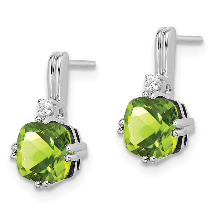 Shop Stylish 10K White Gold Cushion-Cut Peridot & Diamond Earrings - Affordable Luxury-2
