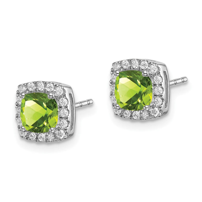 Buy Exclusive 14K White Gold Cushion-Cut Peridot & Diamond Halo Earrings-2