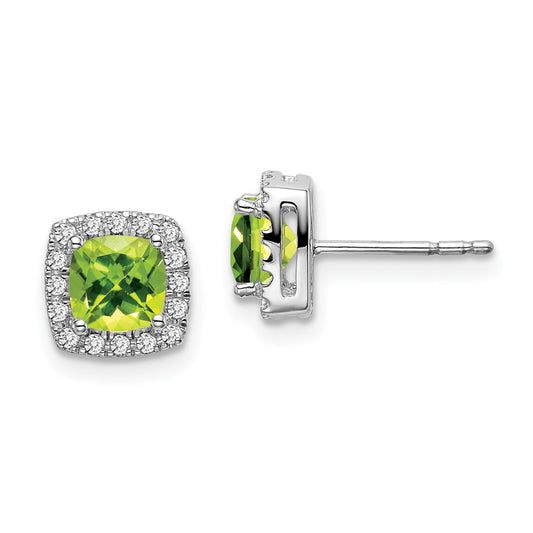 Buy Exclusive 14K White Gold Cushion-Cut Peridot & Diamond Halo Earrings