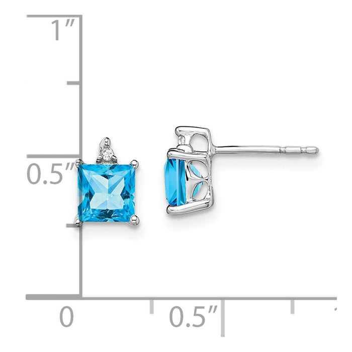 Shop 14K White Gold Princess-Cut Blue Topaz & Diamond Earrings | Stylish Luxury-4