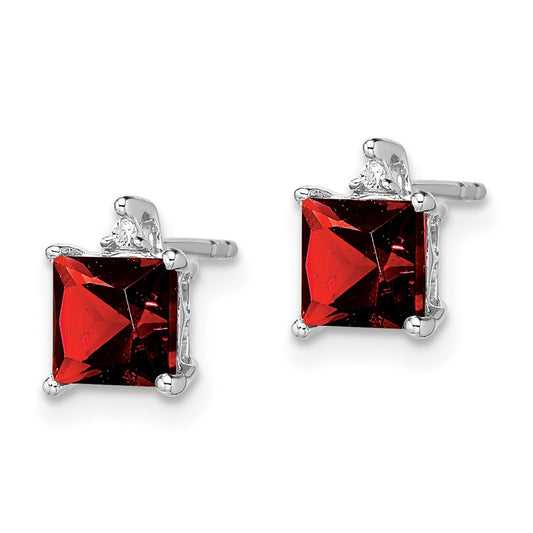 Exclusive 14K White Gold Garnet & Diamond Earrings | Stylish & Affordable Design