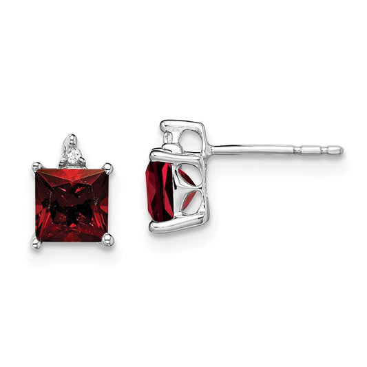 Exclusive 14K White Gold Garnet & Diamond Earrings | Stylish & Affordable Design