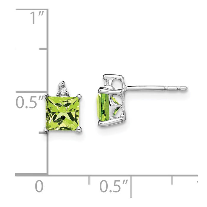 Buy Exclusive 14K White Gold Princess-Cut Peridot & Diamond Earrings - Stylish Value!-4