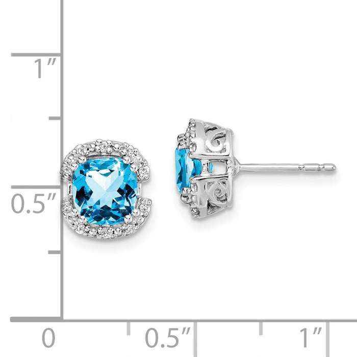 Exclusive 14K White Gold Cushion-Cut Blue Topaz Earrings with Diamond Halo-4