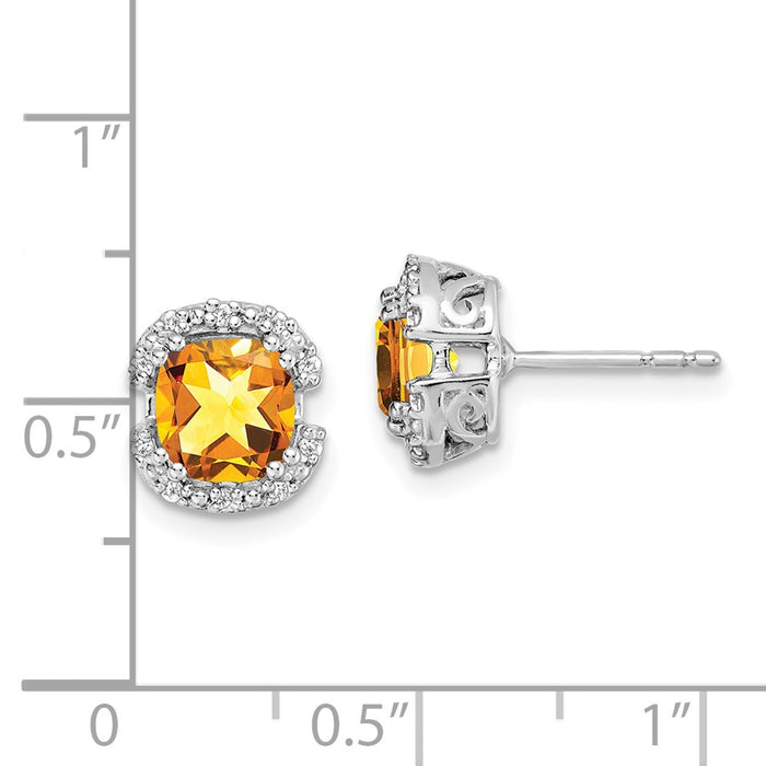 Buy Exclusive 14K White Gold Cushion-Cut Citrine & Diamond Halo Earrings - Luxury Style-4