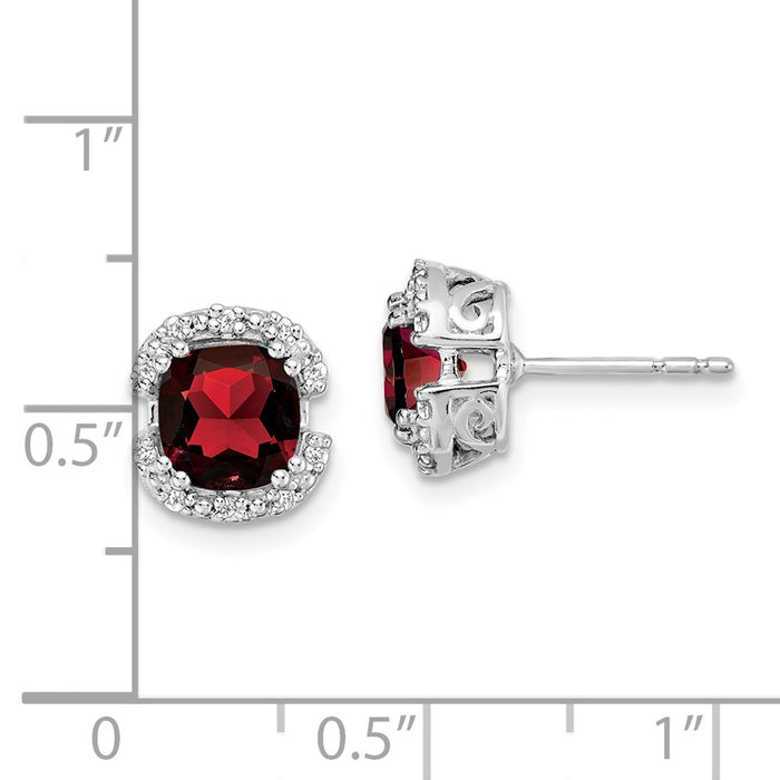 Shop Exclusive 14K White Gold Cushion-Cut Garnet & Diamond Halo Earrings - Stylish Value!-4