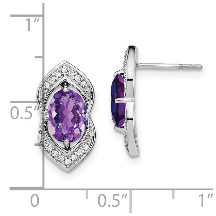 Buy Stylish 14K White Gold Amethyst & Diamond Stud Earrings - 0.85 Carats-4